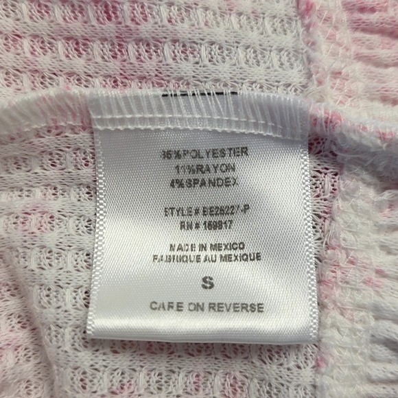 Altar'd State Floral Waffle Knit Peplum Top Pink White Long Sleeve sz S Boho - Picture 4 of 4